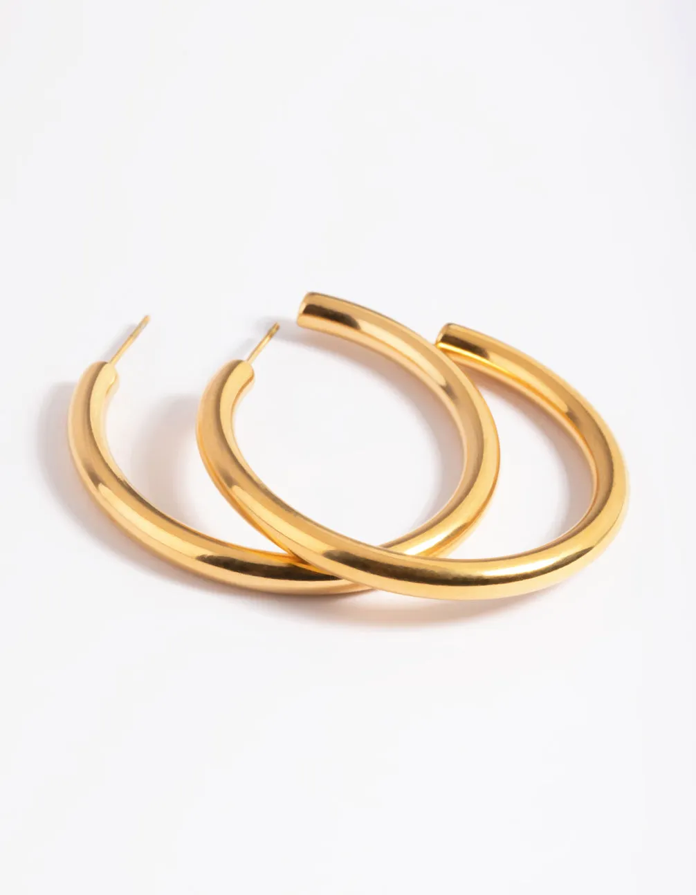 Waterproof Gold Plated Stainless Steel Chunky Medium Hoop Earrings