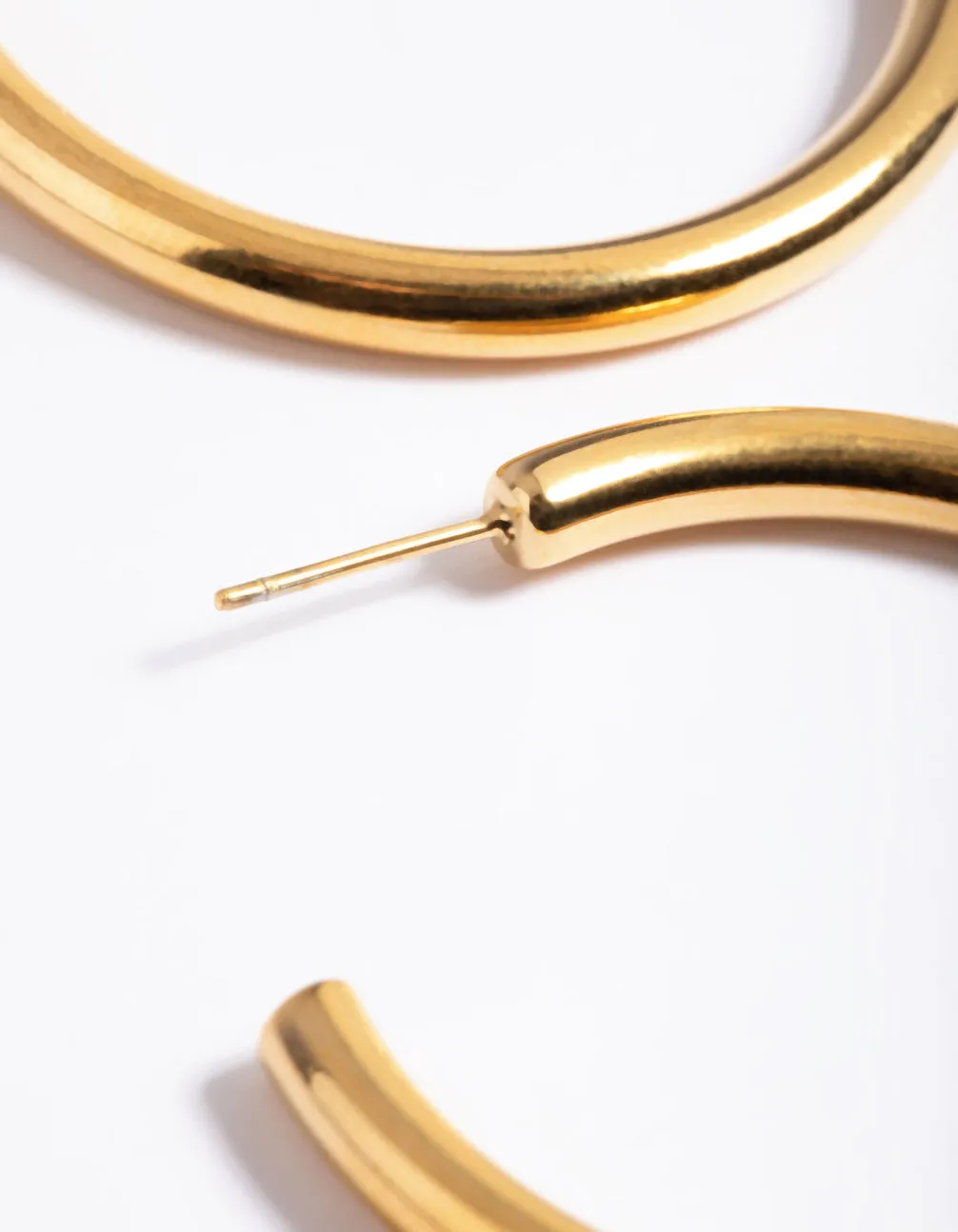 Waterproof Gold Plated Stainless Steel Chunky Medium Hoop Earrings