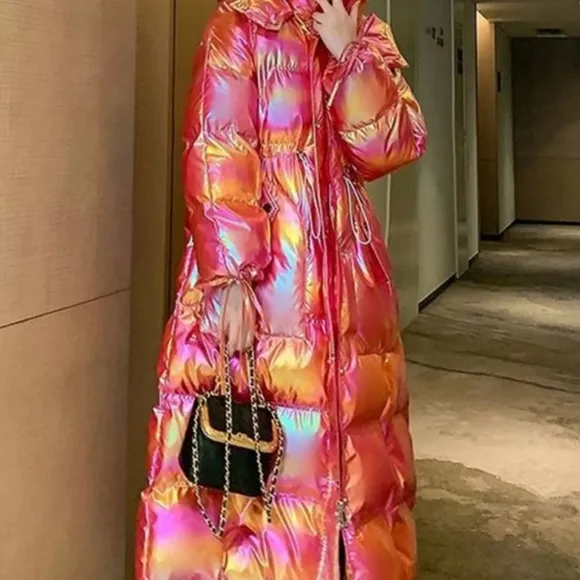 Waterproof Long Parkas Cotton Padded Jacket Women Hooded Thick Warm Snow Coat
