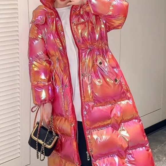 Waterproof Long Parkas Cotton Padded Jacket Women Hooded Thick Warm Snow Coat