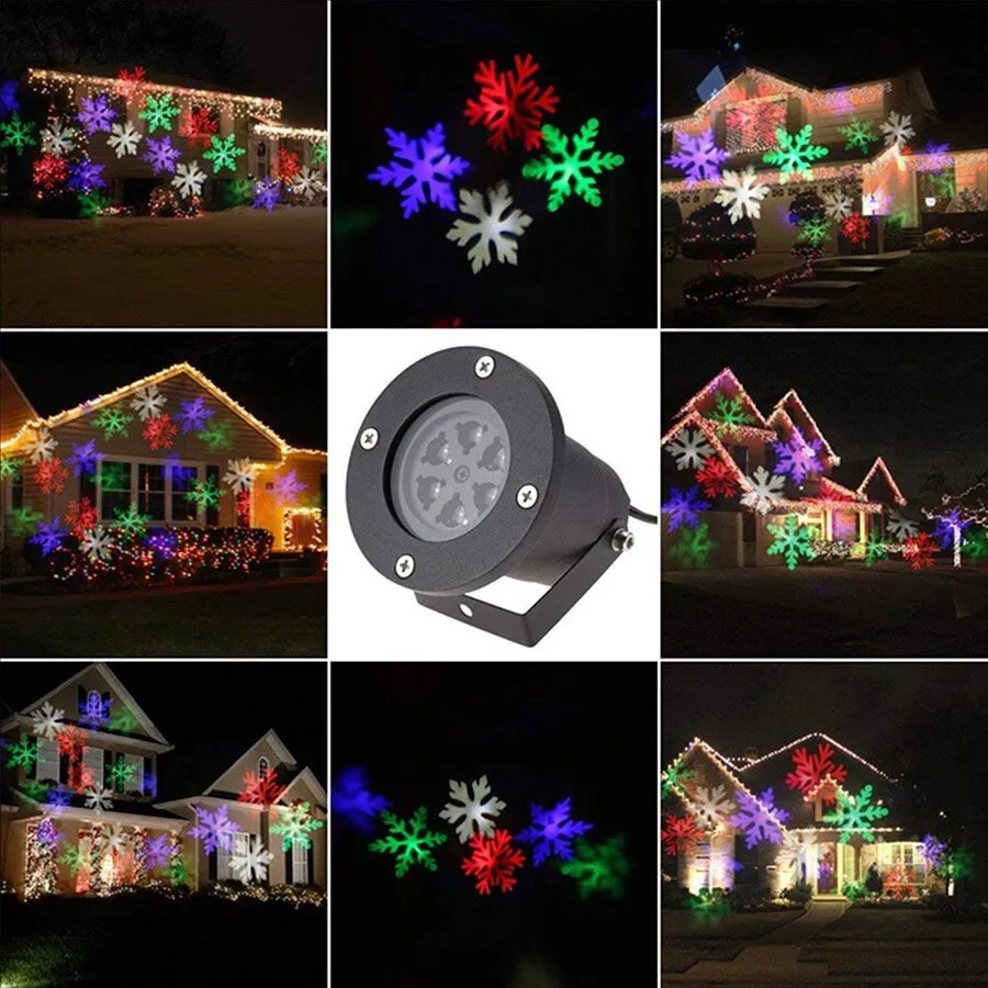 Waterproof Moving Snowflake Laser Projector  Christmas New Year LED  Light