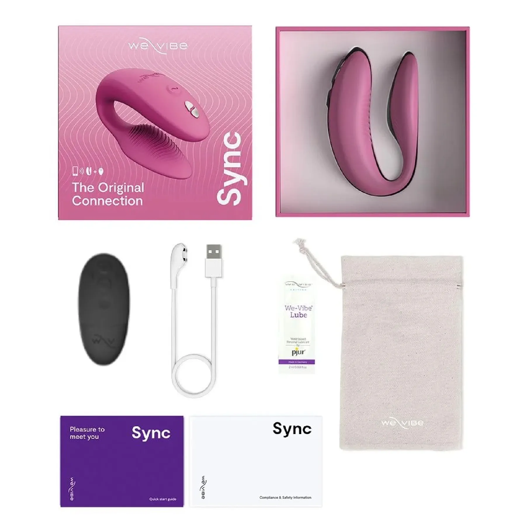 We-Vibe Sync Rechargeable Silicone Couples Vibrator with Remote Control - Dusty Pink