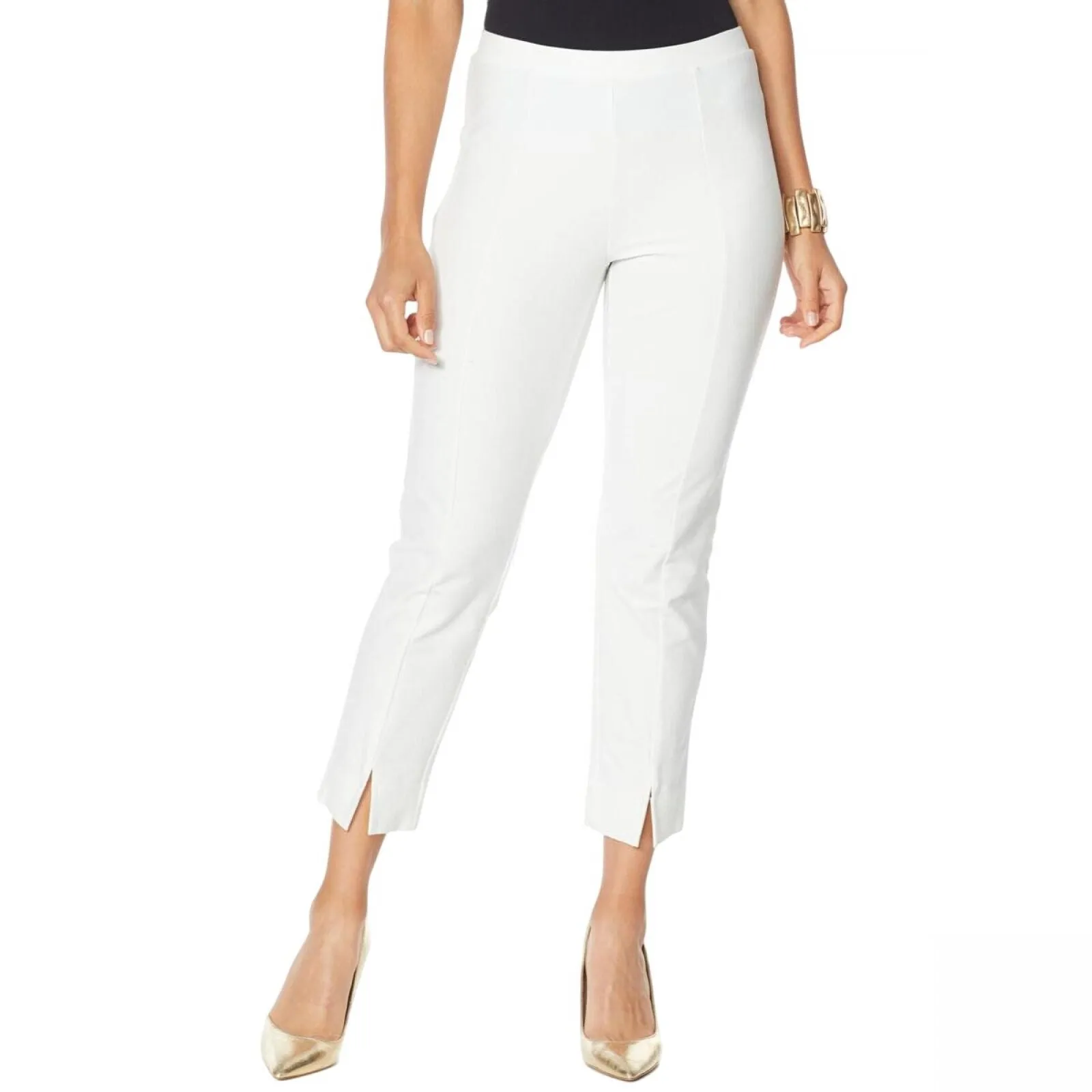 Wynne Layers Womens Crepe Stretch Pull On Pants 694612 Cloud White L
